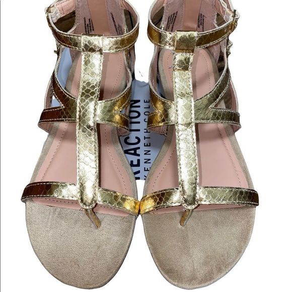 Kenneth Cole Reaction Gold Sandals New 